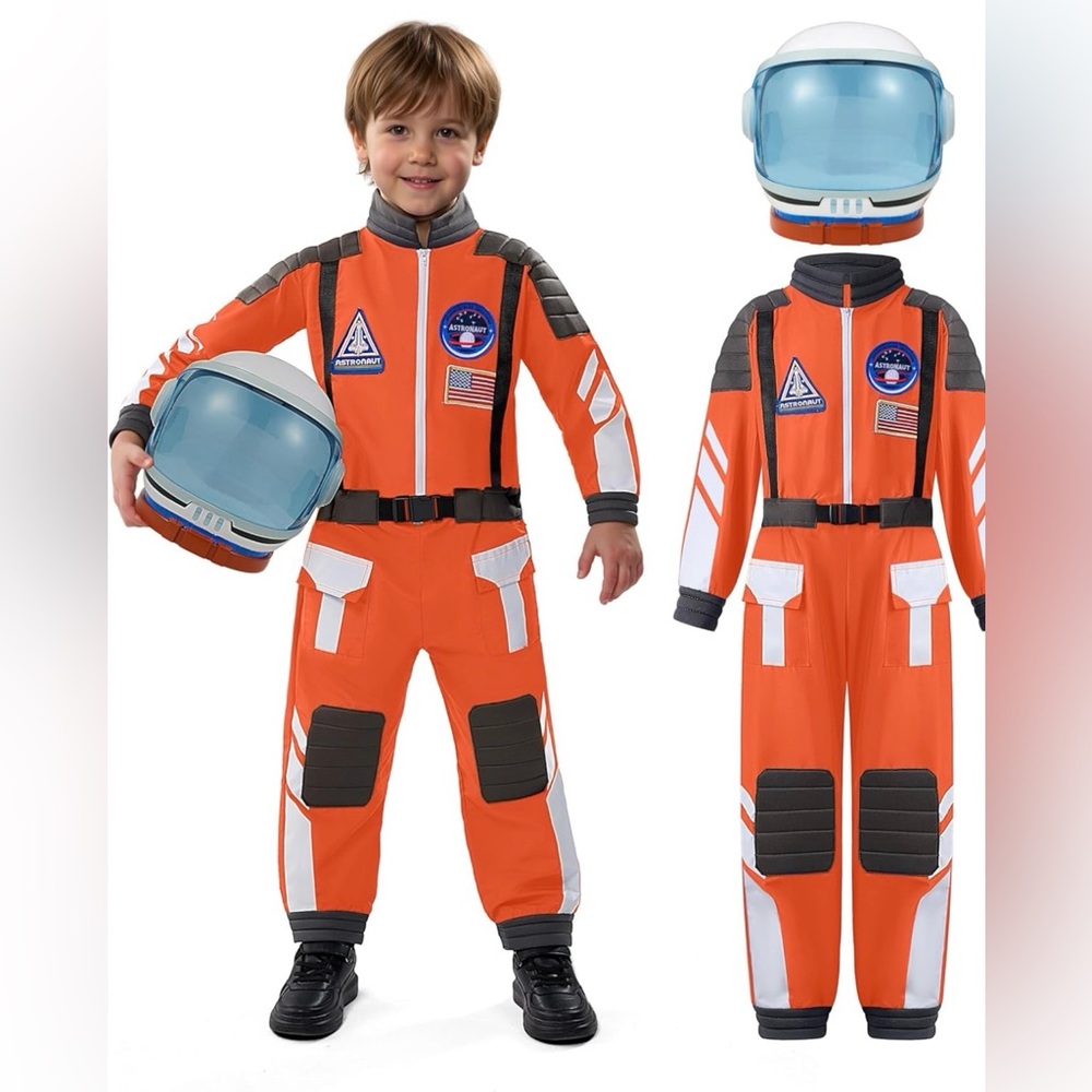NWT Spooktacular Creations Astronaut Costume with Helmet Toddler Astronaut Sz 3T